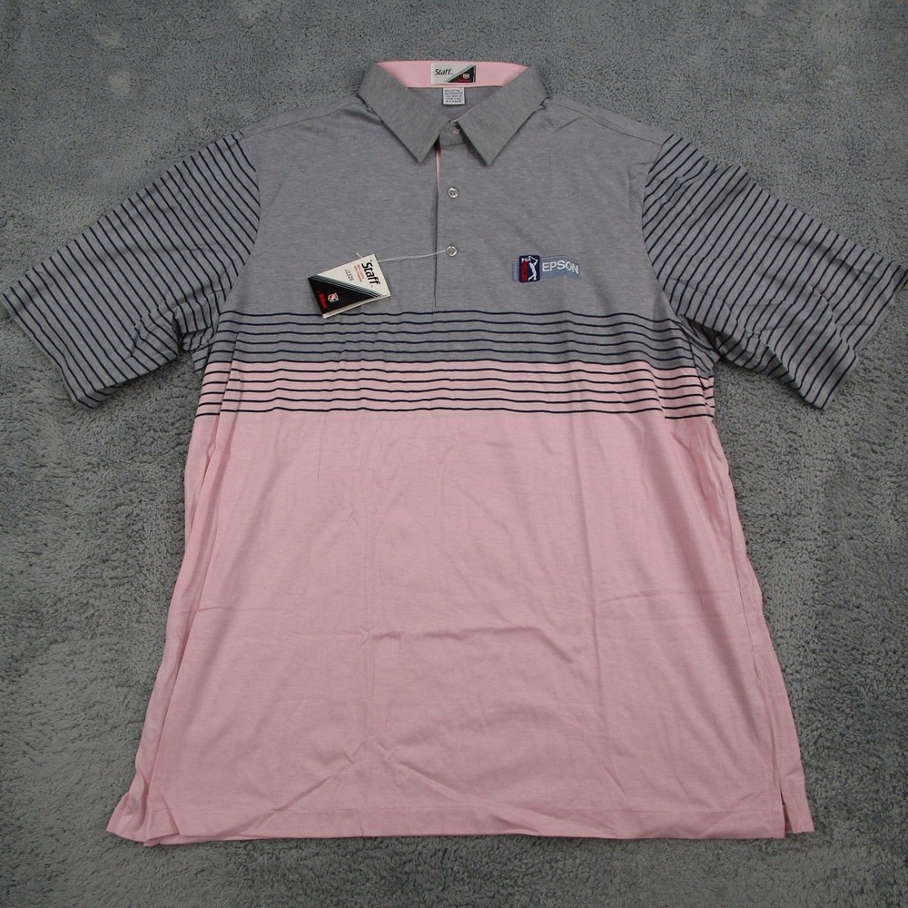 Vintage Wilson Staff PGA Tour Epson Polo Shirt Mens XL Pink Short Sleeve